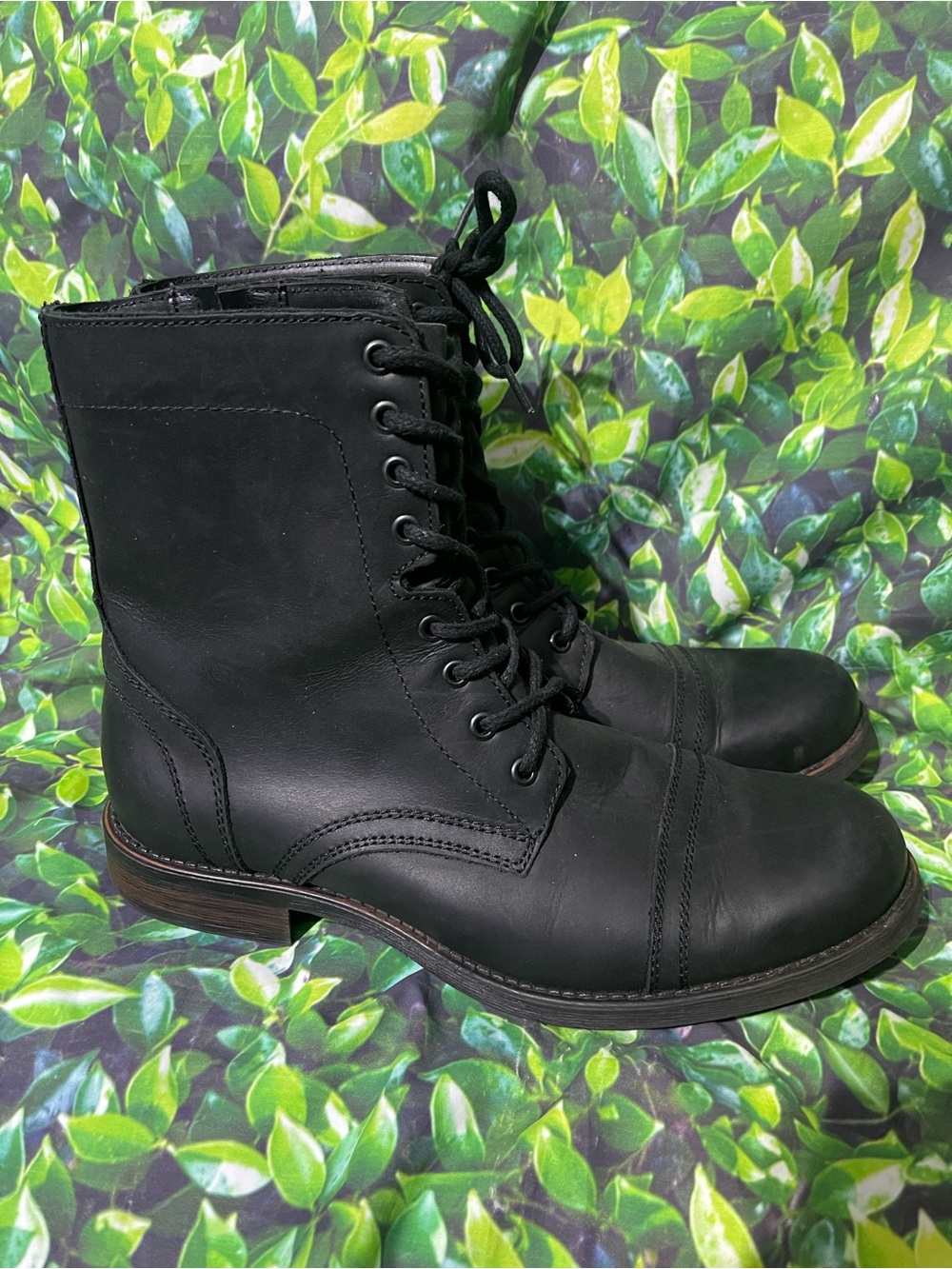 Steve Madden Men's Black Lace-Up Leather Boots